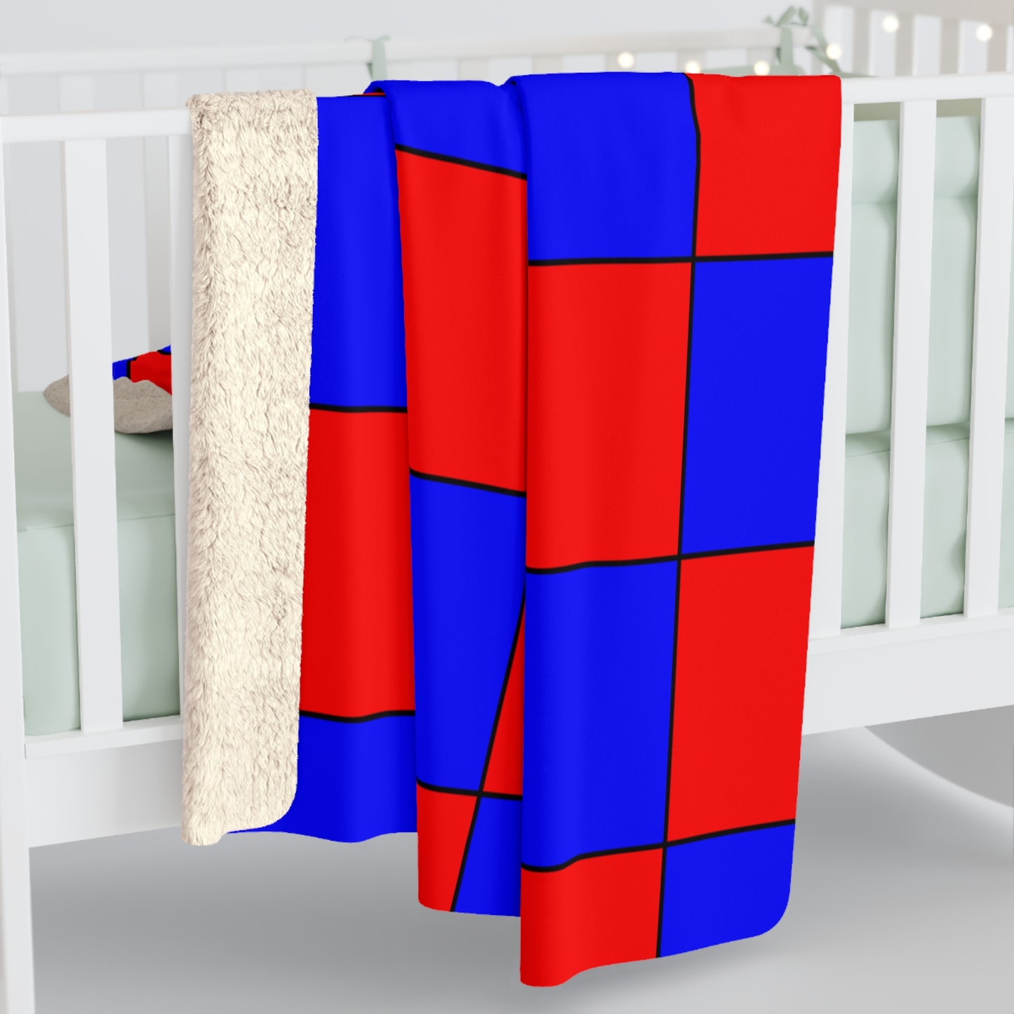 Blue, Red Retro Check Blanket Throw
