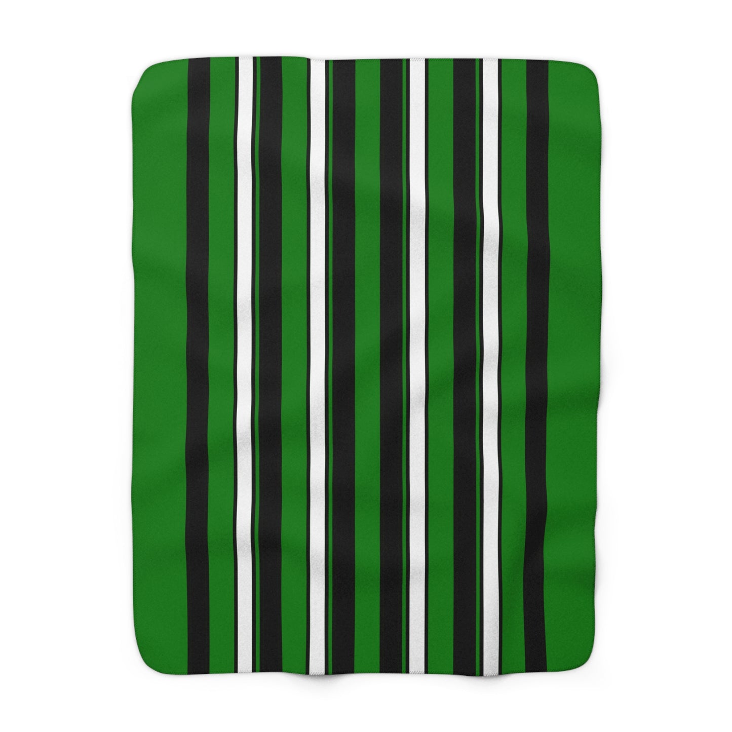 Green, Black, White Retro Stripes Blanket Throw