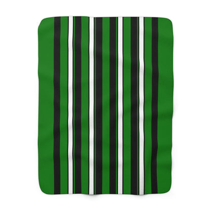 Green, Black, White Retro Stripes Blanket Throw