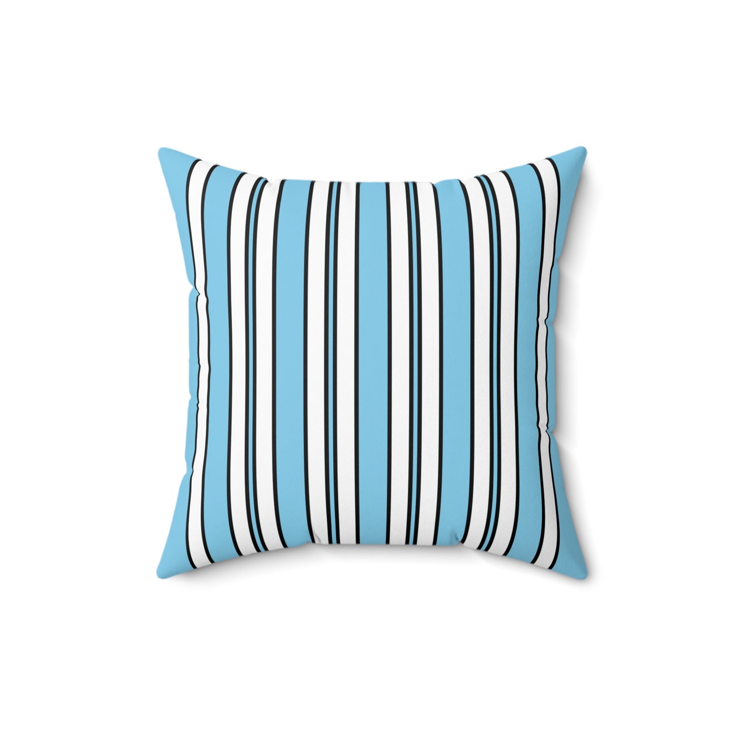 Sky Blue, White Retro Stripes Cushion Pillow