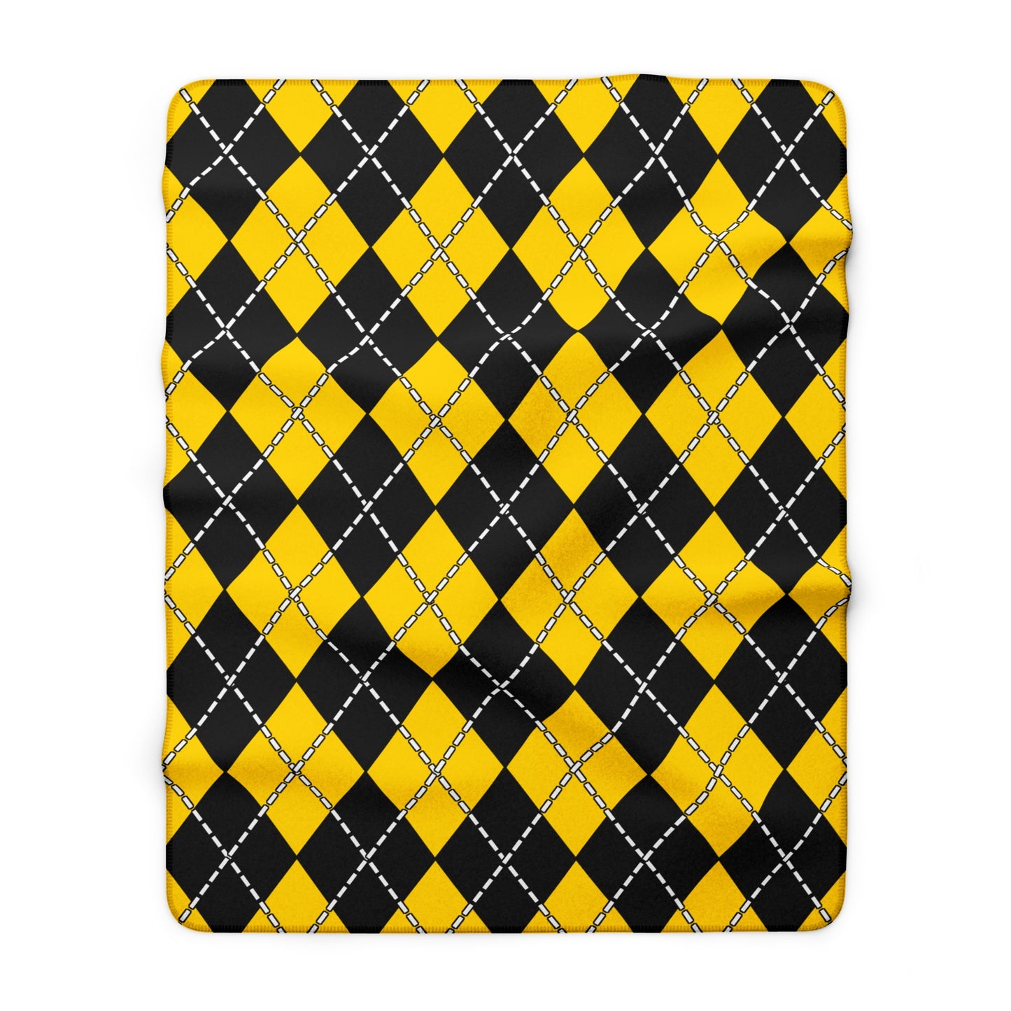 Gold, Black Retro Argyle Blanket Throw