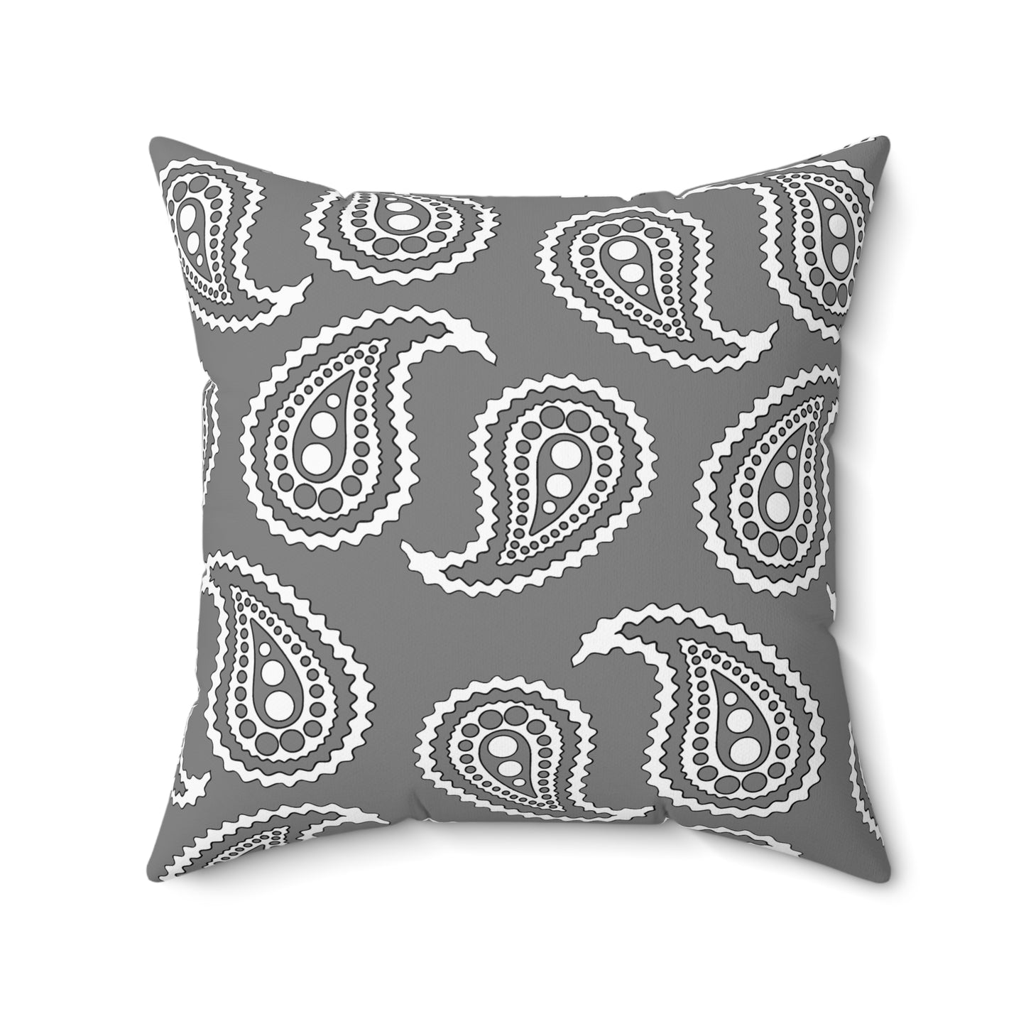 Grey, White Retro Paisley Cushion Pillow