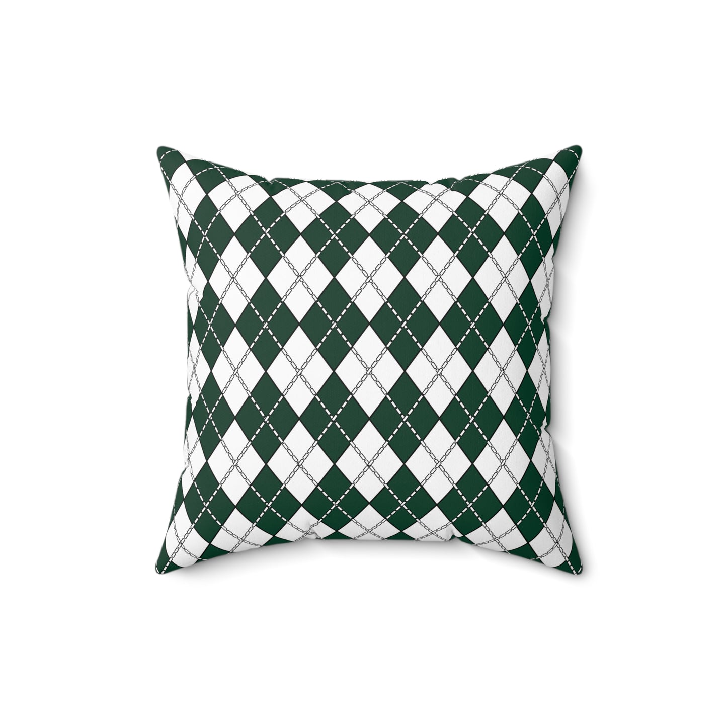 Dark Green, White Retro Argyle Cushion Pillow