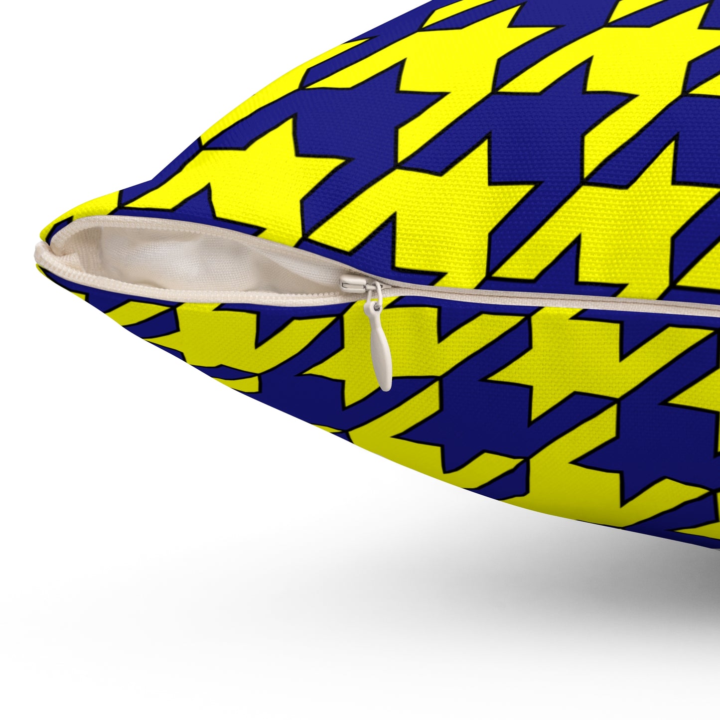 Navy Blue, Yellow Retro Houndstooth Cushion Pillow