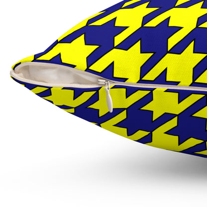 Navy Blue, Yellow Retro Houndstooth Cushion Pillow