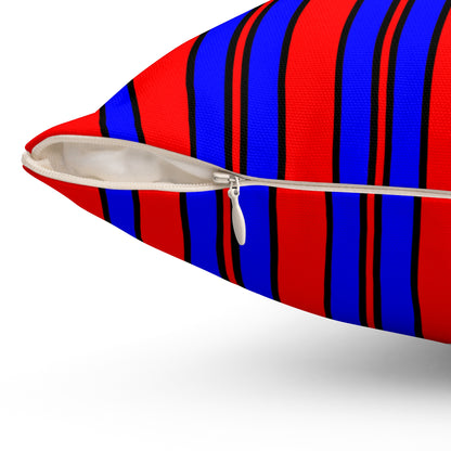 Red, Blue Retro Stripes Cushion Pillow
