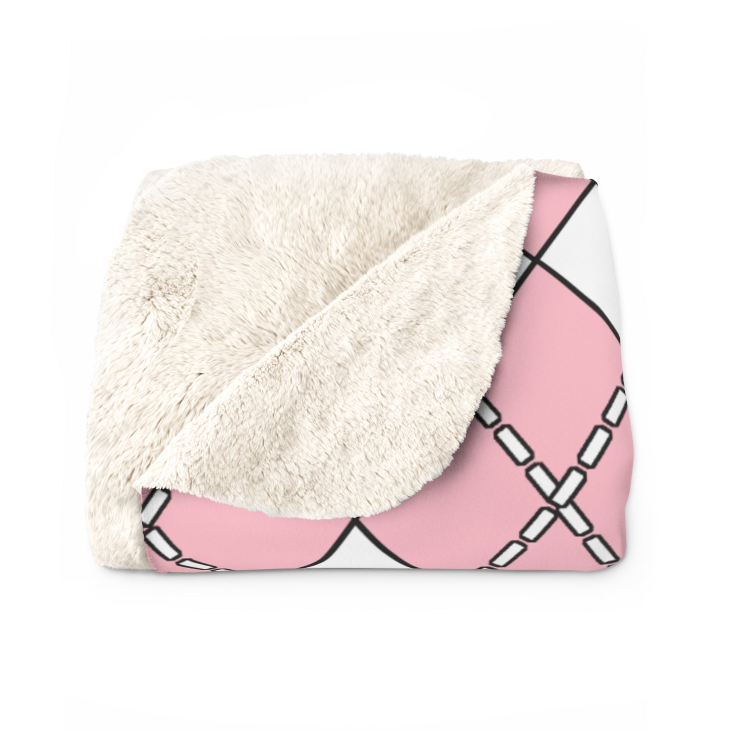 Pink, White Retro Argyle Blanket Throw