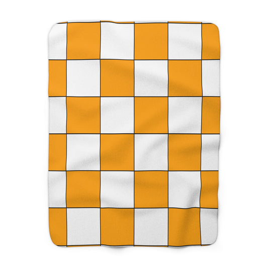 Orange, White Retro Check Blanket Throw