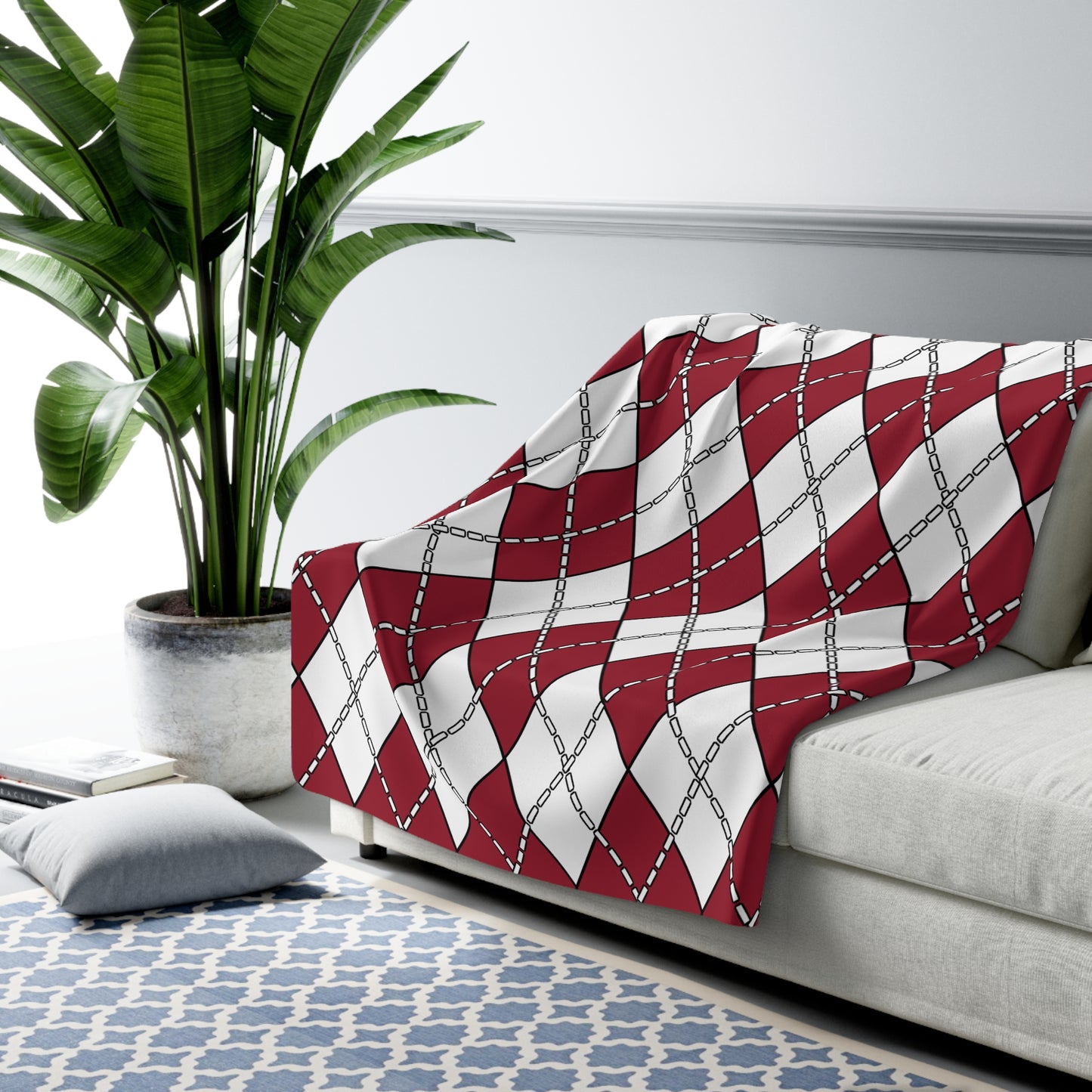 Latvia Retro Argyle Blanket Throw
