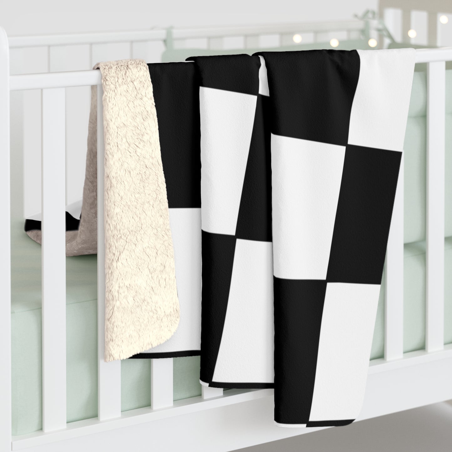 Black, White Retro Check Blanket Throw