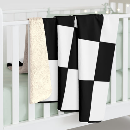Black, White Retro Check Blanket Throw