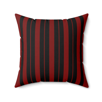 Maroon, Black Retro Stripes Cushion Pillow