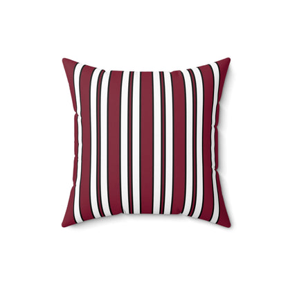 Claret, White Retro Stripes Cushion Pillow