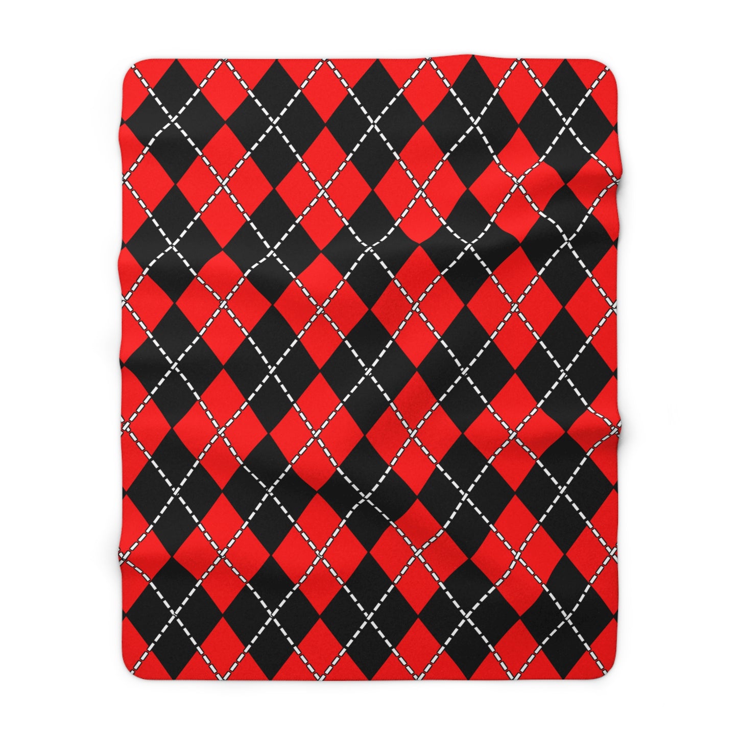 Red, Black Retro Argyle Blanket Throw