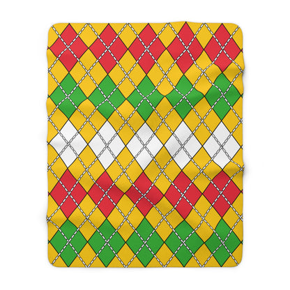 Myanmar Retro Argyle Blanket Throw
