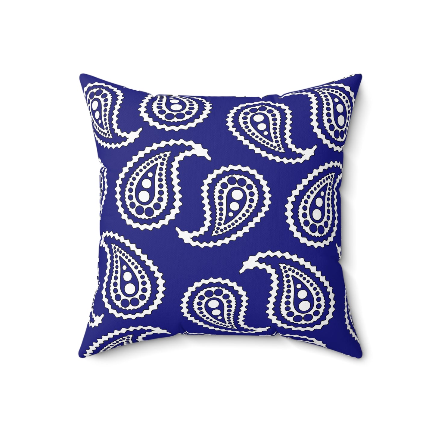 Navy Blue, White Retro Paisley Cushion Pillow