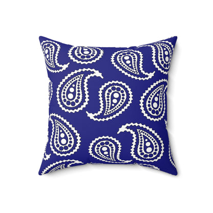 Navy Blue, White Retro Paisley Cushion Pillow