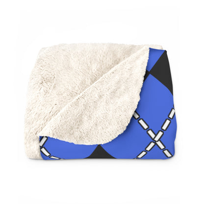 Royal Blue, Black Retro Argyle Blanket Throw