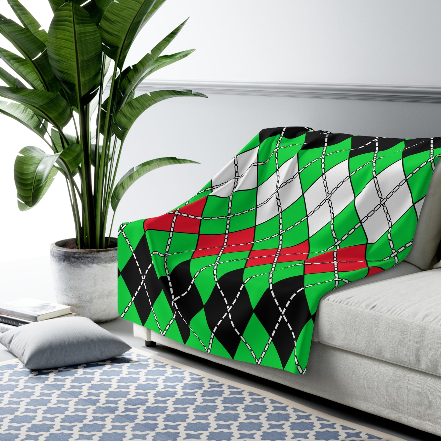 Kuwait Retro Argyle Blanket Throw