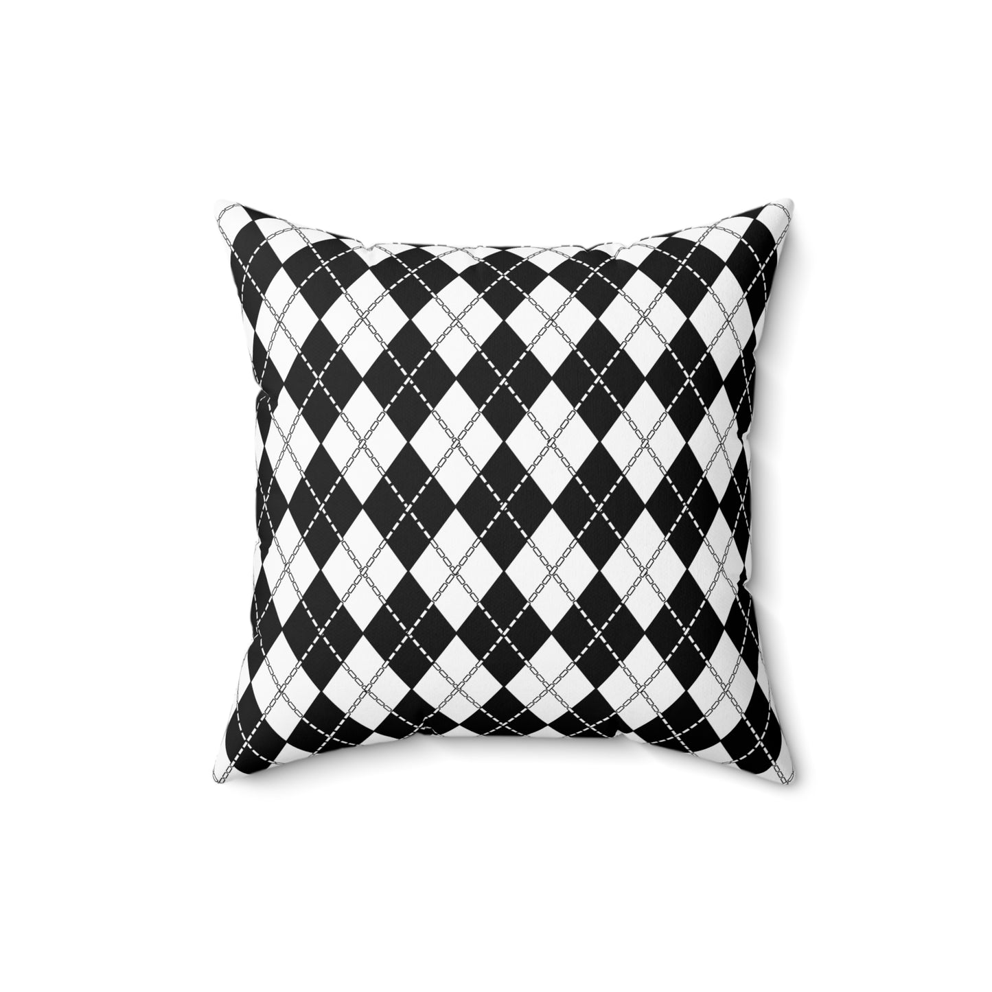 White, Black Retro Argyle Cushion Pillow