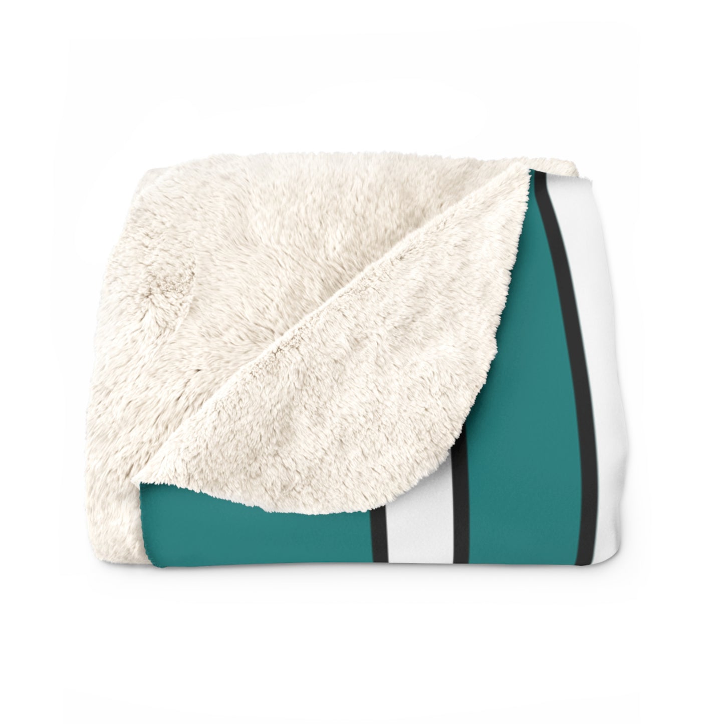 Teal, White Retro Stripes Blanket Throw