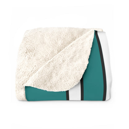 Teal, White Retro Stripes Blanket Throw