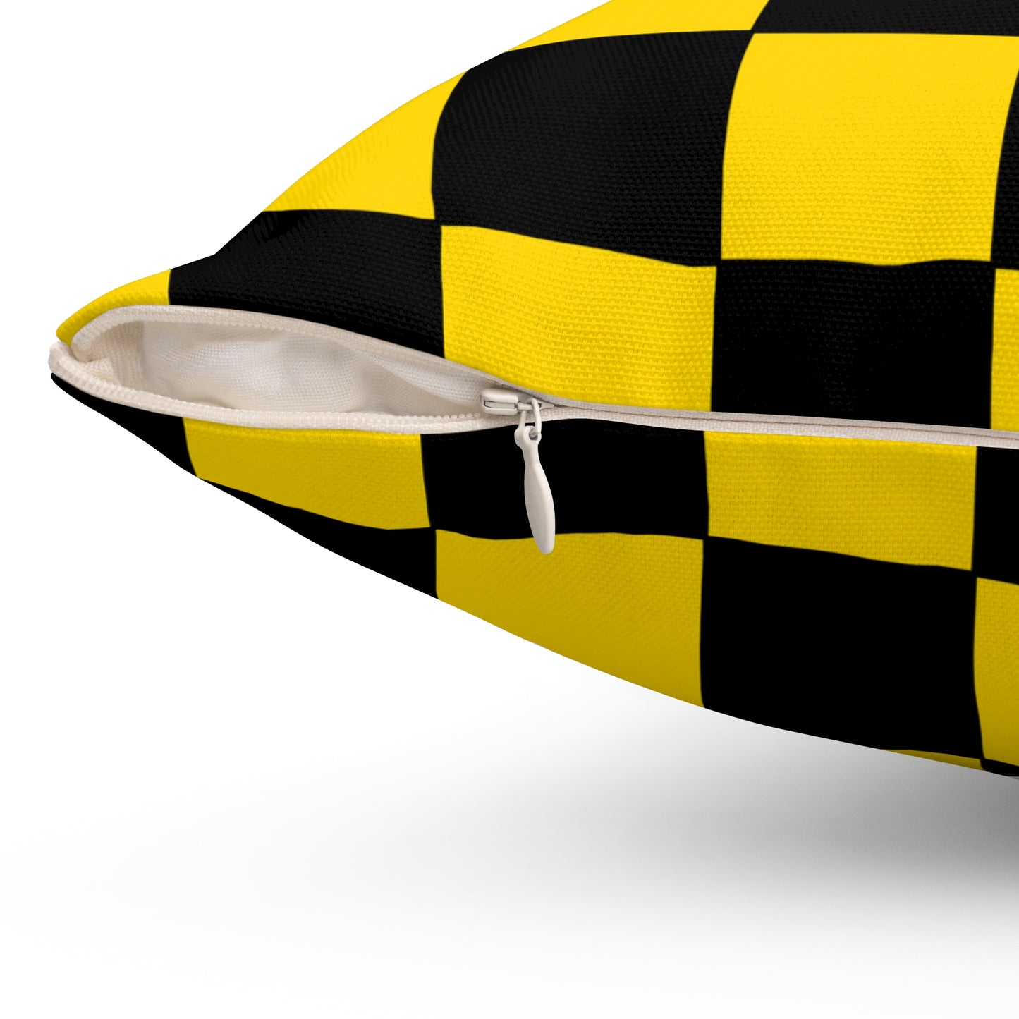 Gold, Black Retro Check Cushion Pillow
