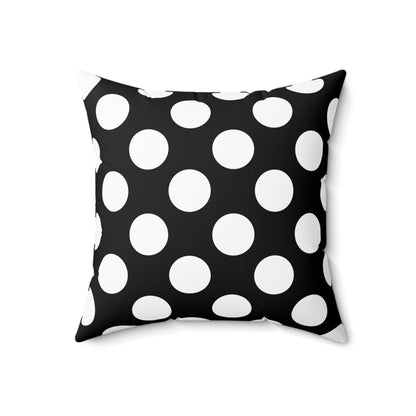 Black, White Retro Polka Dots Cushion Pillow