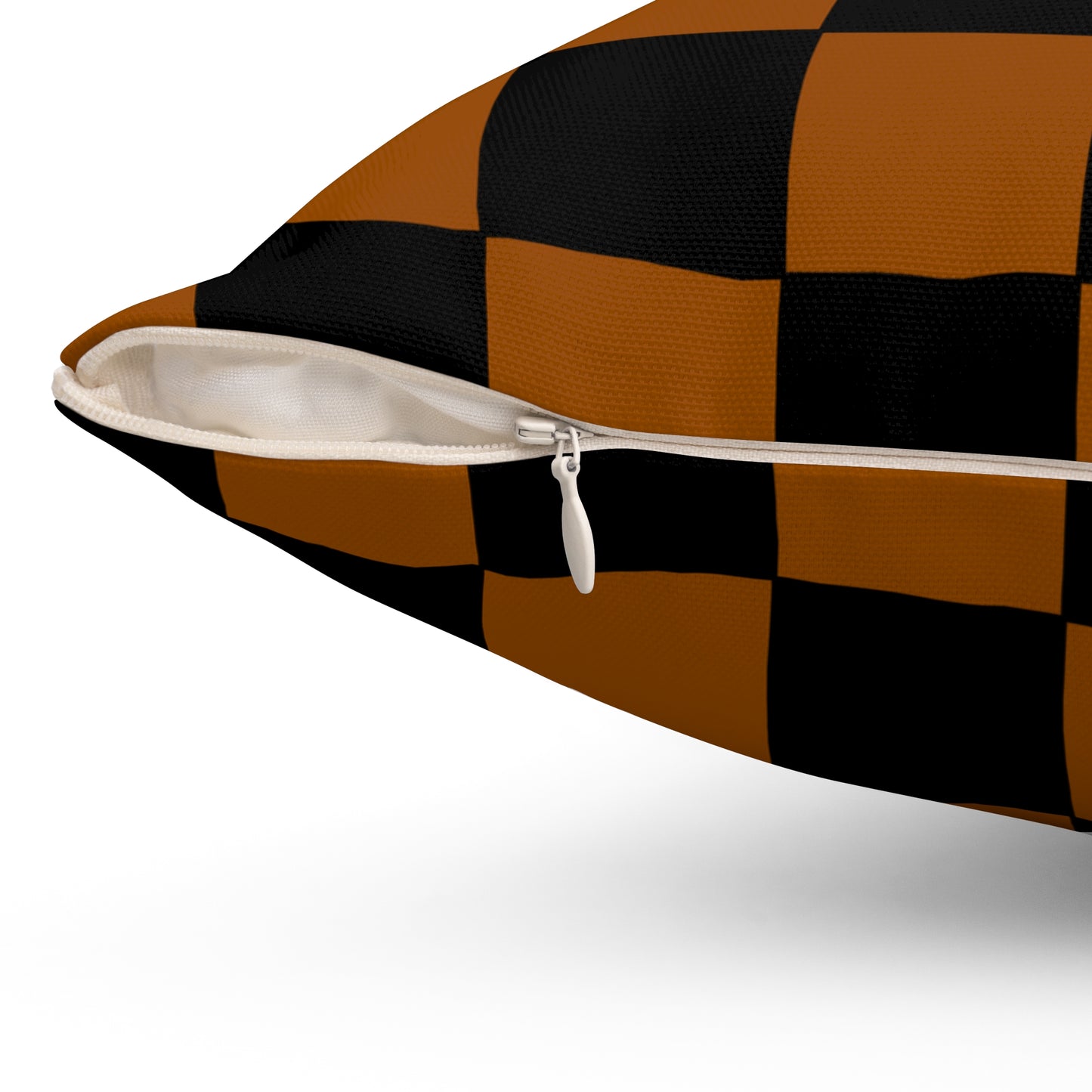 Brown, Black Retro Check Cushion Pillow
