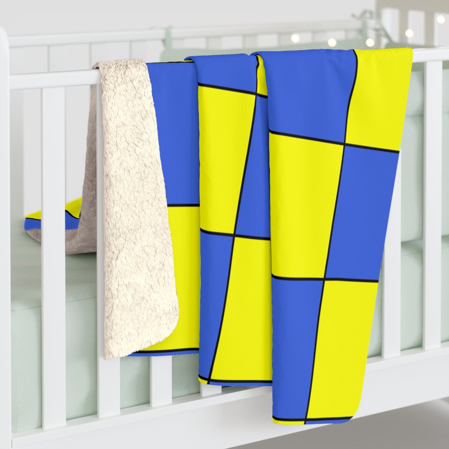 Royal Blue, Yellow Retro Check Blanket Throw