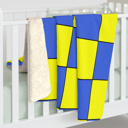 Royal Blue, Yellow Retro Check Blanket Throw