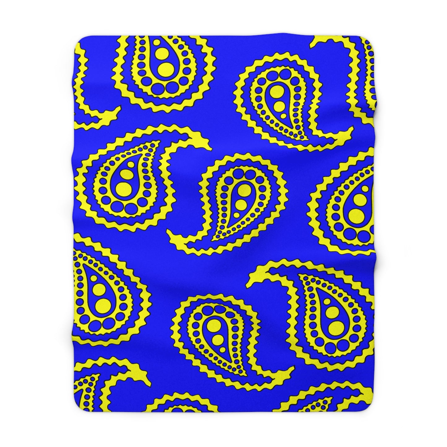 Blue, Yellow Retro Paisley Blanket Throw