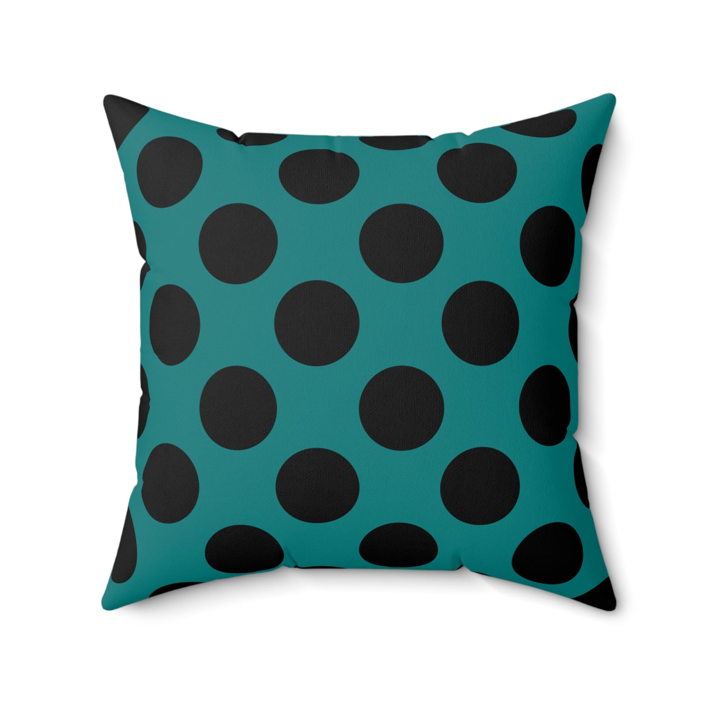 Teal, Black Retro Polka Dots Cushion Pillow
