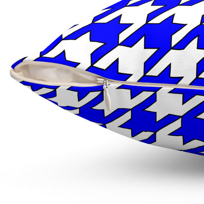 Blue, White Retro Houndstooth Cushion Pillow