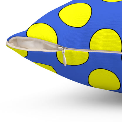 Royal Blue, Yellow Retro Polka Dots Cushion Pillow