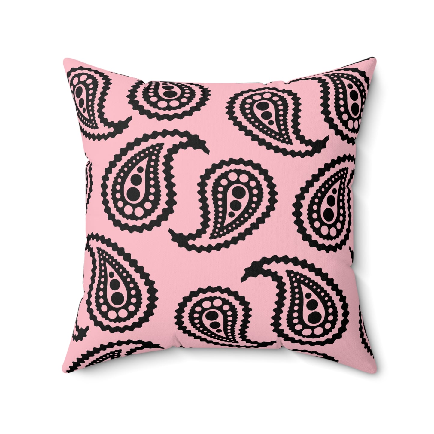 Pink, Black Retro Paisley Cushion Pillow