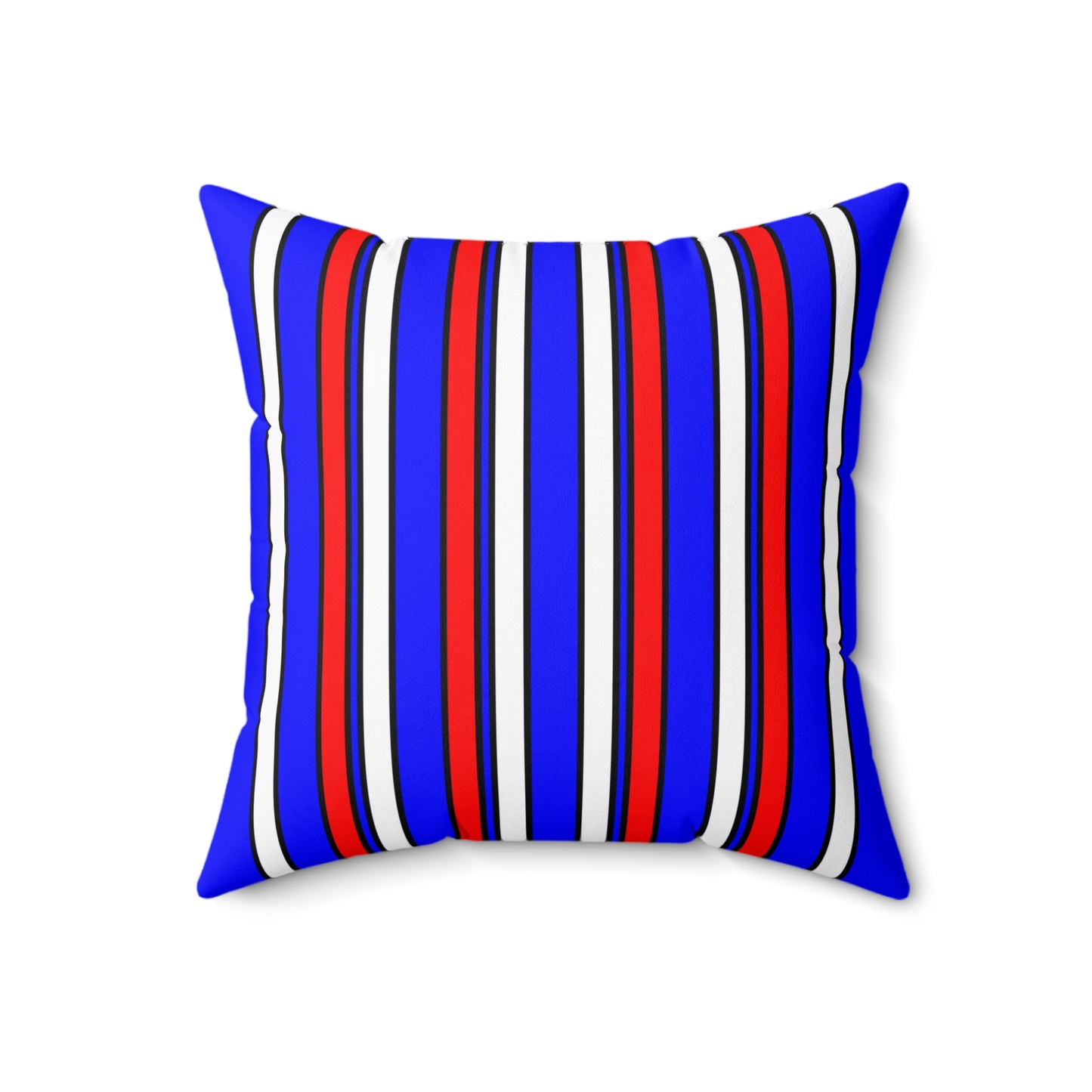 Blue, White, Red Retro Stripes Cushion Pillow