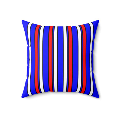 Blue, White, Red Retro Stripes Cushion Pillow