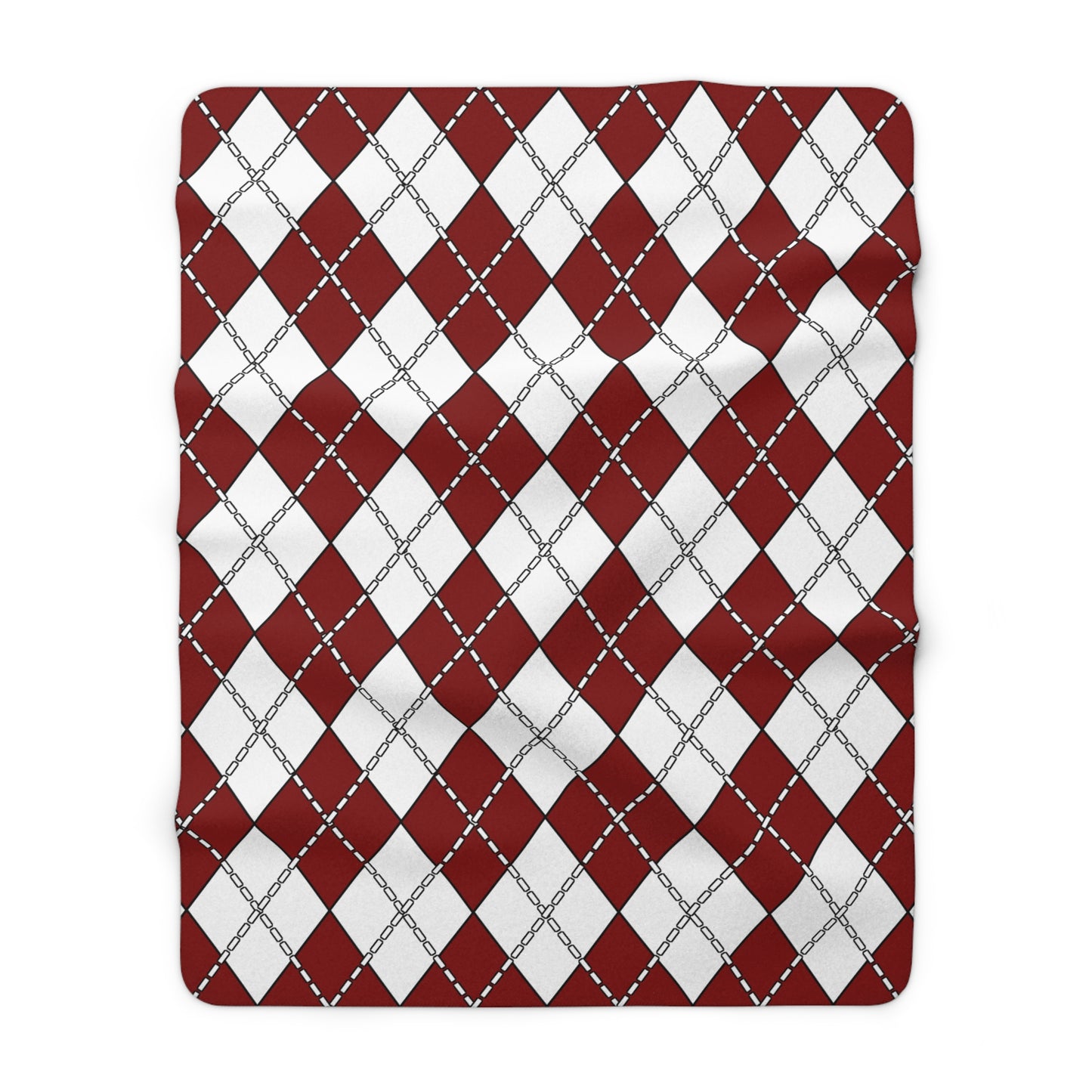 Maroon, White Retro Argyle Blanket Throw