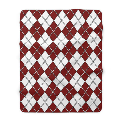 Maroon, White Retro Argyle Blanket Throw