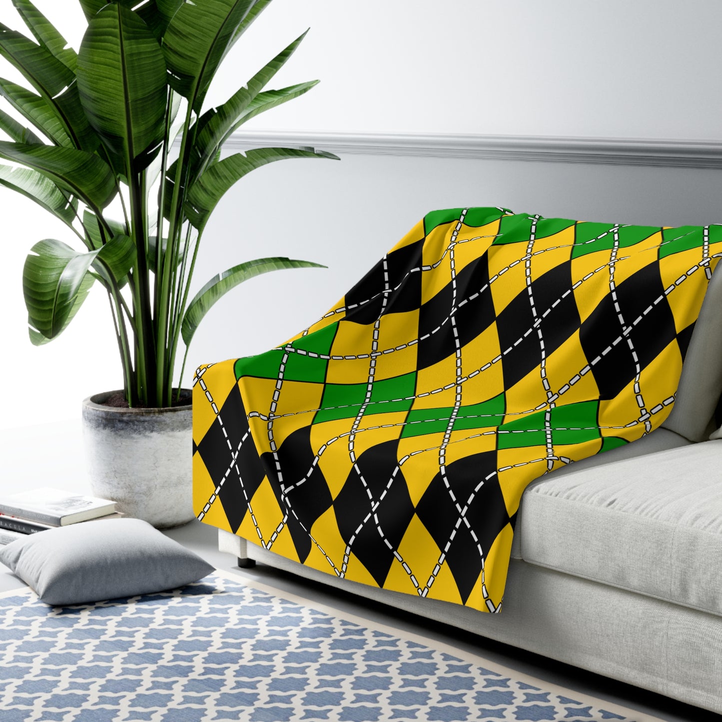 Jamaica Retro Argyle Blanket Throw