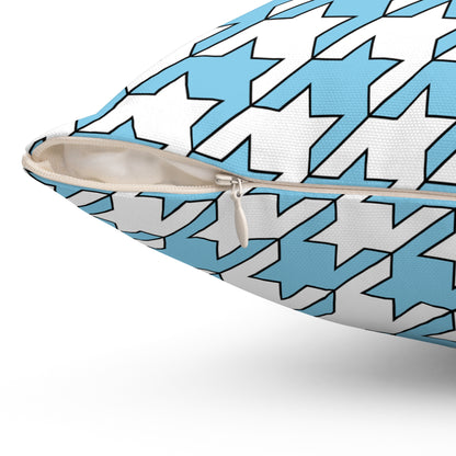 Sky Blue, White Retro Houndstooth Cushion Pillow
