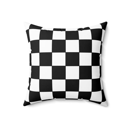 Black, White Retro Check Cushion Pillow