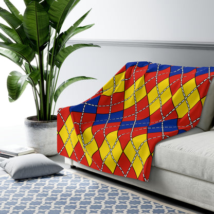 Romania Retro Argyle Blanket Throw