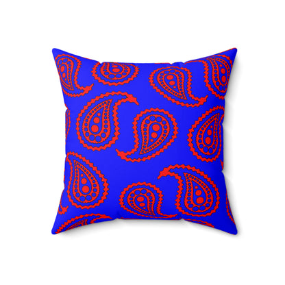 Blue, Red Retro Paisley Cushion Pillow