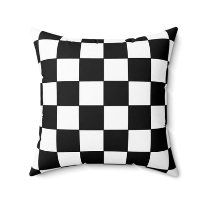 Black, White Retro Check Cushion Pillow