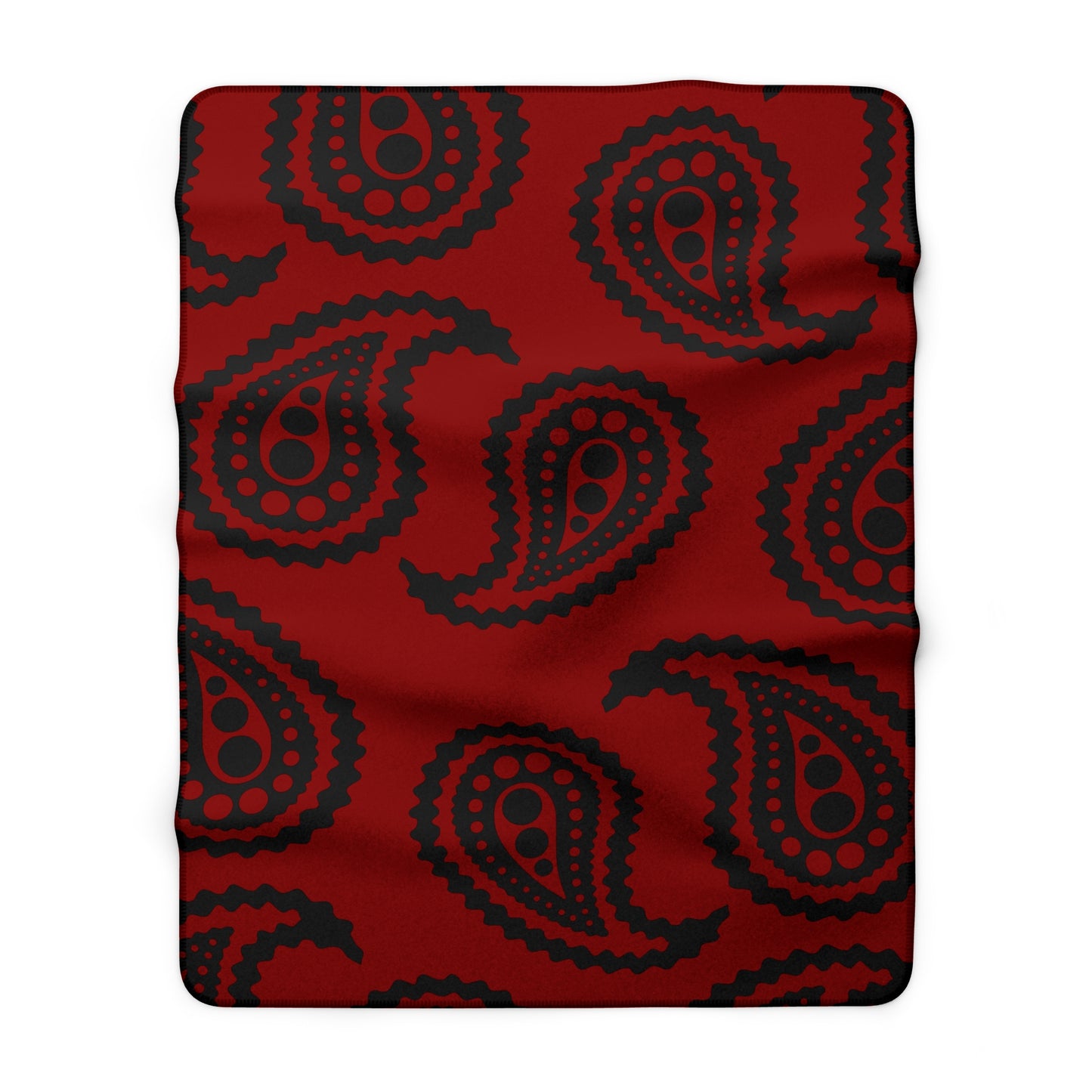 Dark Red, Black Retro Paisley Blanket Throw