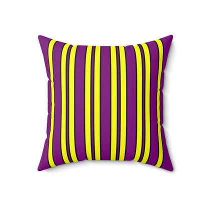 Purple, Yellow Retro Stripes Cushion Pillow