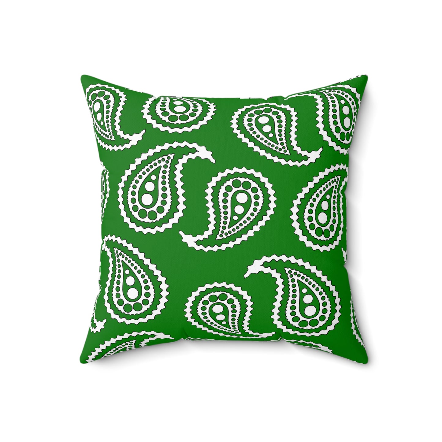 Green, White Retro Paisley Cushion Pillow
