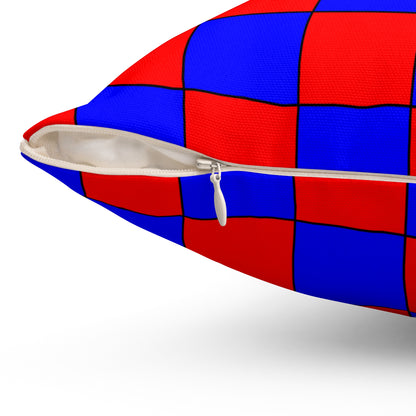 Red, Blue Retro Check Cushion Pillow